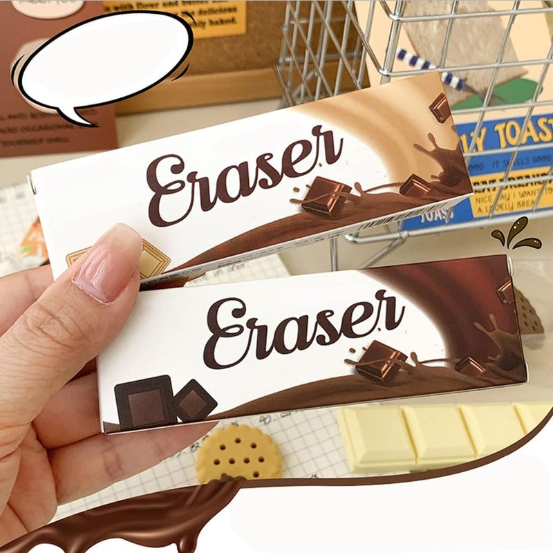 QFSH Chocolate Shaped Pencil Top Erasers Cute Fun Novelty Food Eraser for Student School Supplies 2Box - Image 2